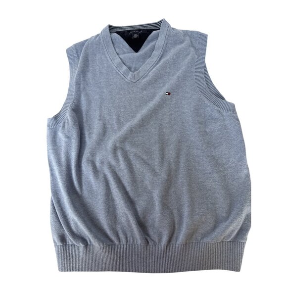 Tommy Hilfiger Mens Light Blue Sleeveless V-Neck Sweater Vest L Cotton Blend - Picture 1 of 11